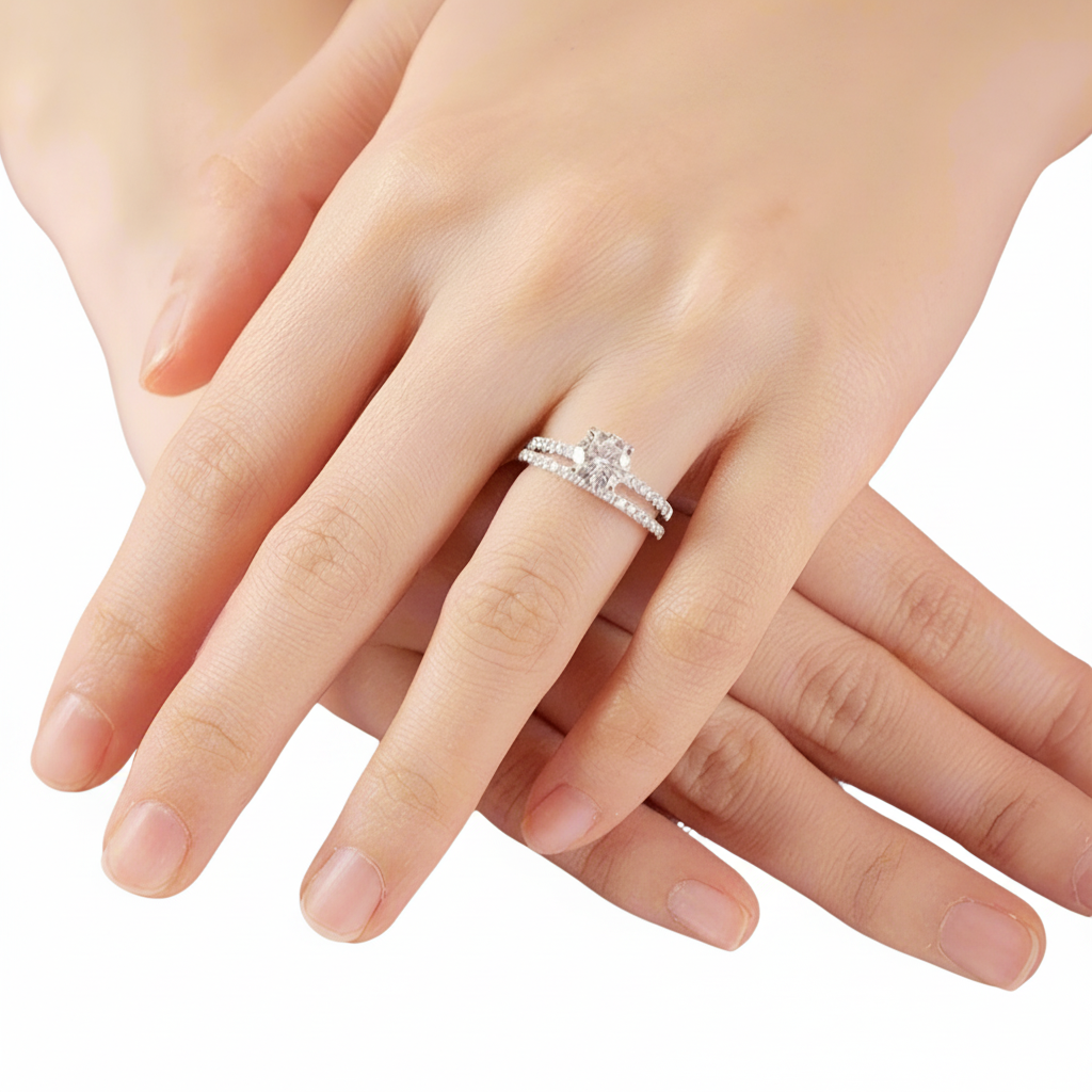 1ct Round Brilliant Diamond Ring Set-Black Diamonds New York