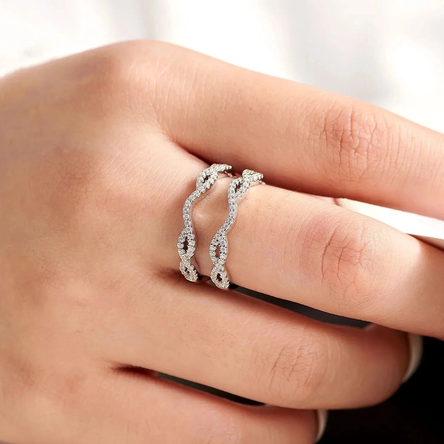 1mm Round Diamond Twisted Wedding Band-Black Diamonds New York