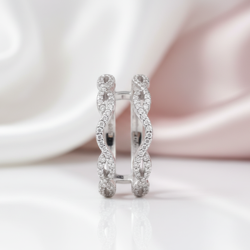 1mm Round Diamond Option Twisted Wedding Band-Black Diamonds New York