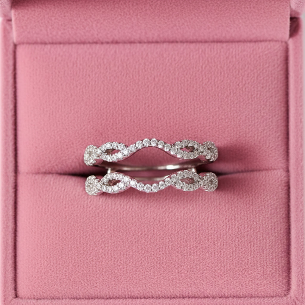 1mm Round Diamond Option Twisted Wedding Band-Black Diamonds New York
