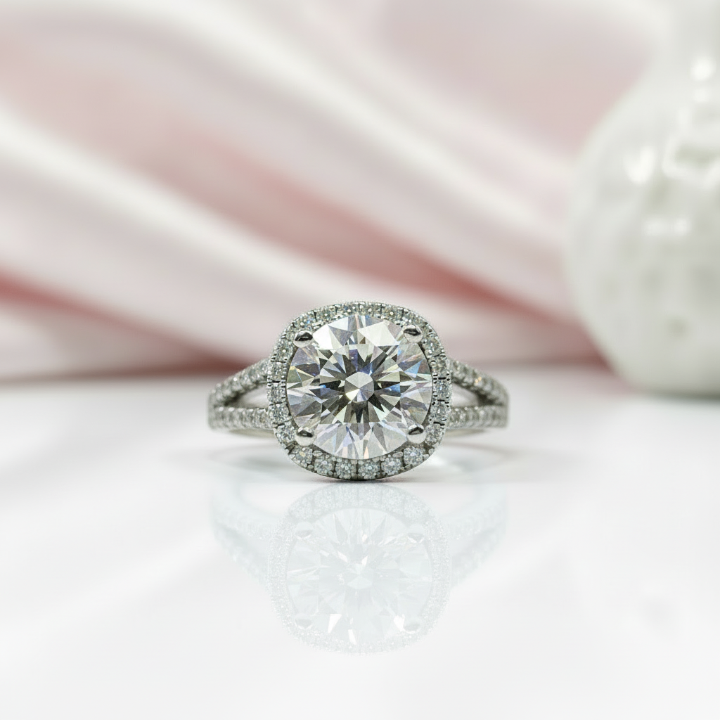 2 Carat 8mm Round Cut D Color Diamond Split Shank Engagement Ring-Black Diamonds New York