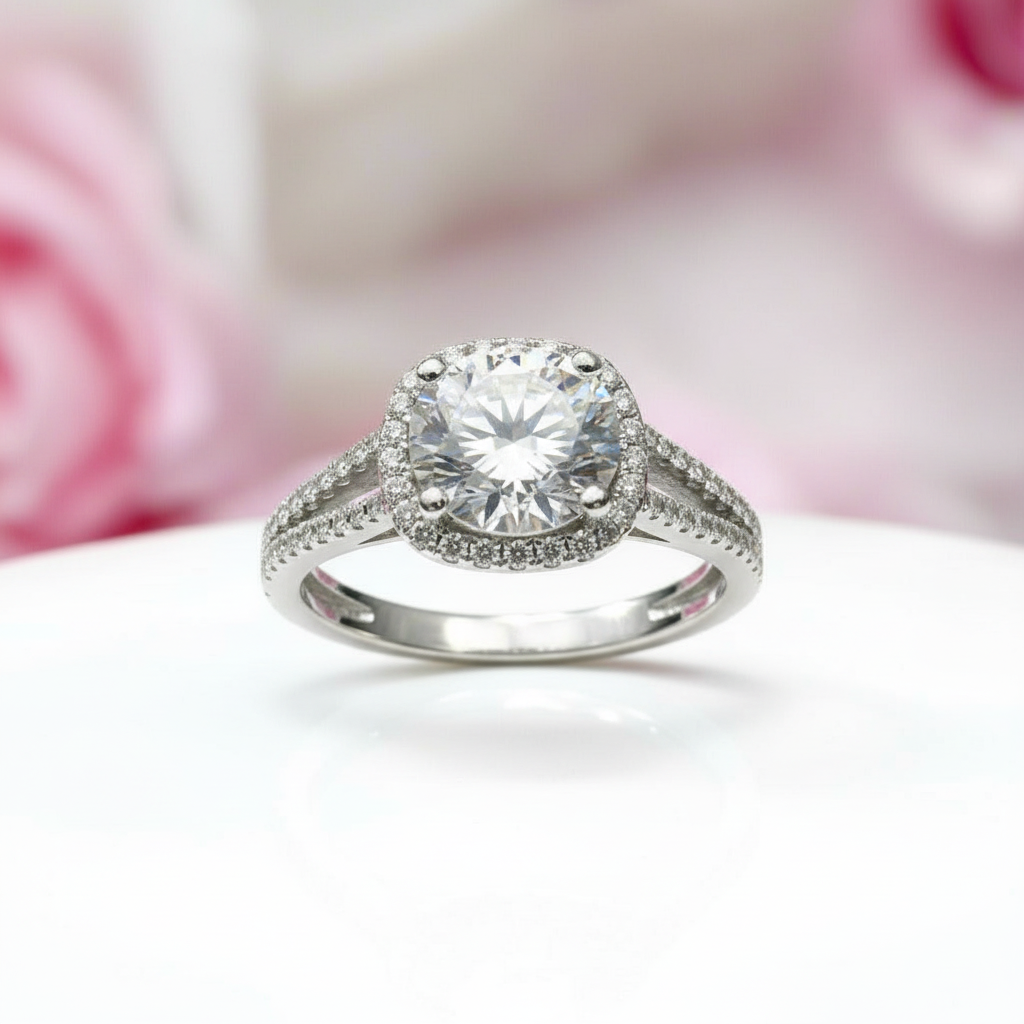 2 Carat 8mm Round Cut D Color Diamond Split Shank Engagement Ring-Black Diamonds New York