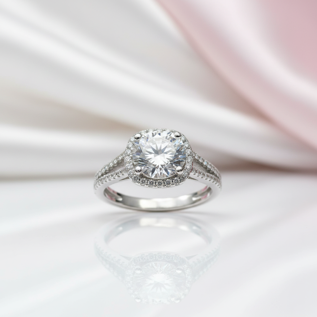 2 Carat 8mm Round Cut D Color Diamond Option Split Shank Engagement Ring-Black Diamonds New York