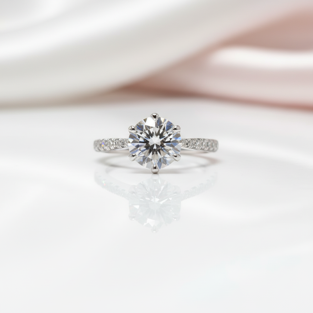 2.0 Ct Round Cut Diamond Option Maple Leaf Shape Engagement Ring-Black Diamonds New York