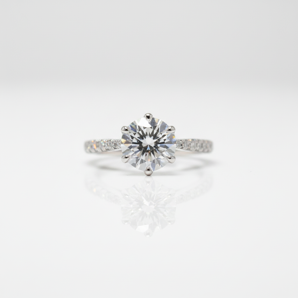 2.0 Ct Round Cut Diamond Option Maple Leaf Shape Engagement Ring-Black Diamonds New York