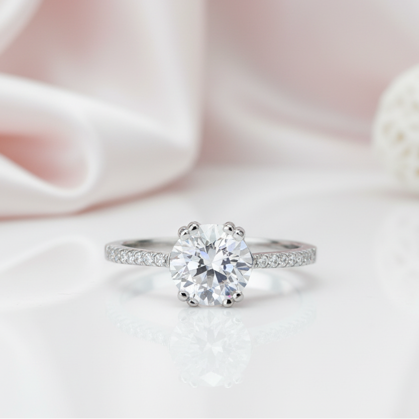 2.0 Ct Diamond Double Prong Engagement Ring-Black Diamonds New York