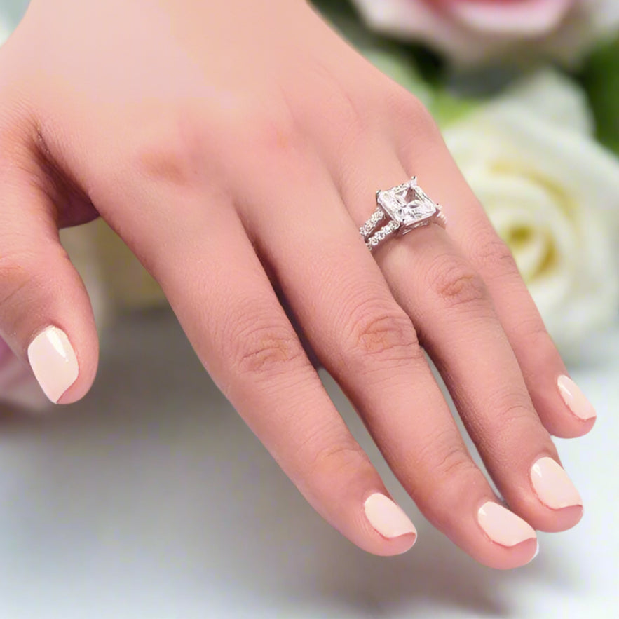2.0 Ct Princess Cut Diamond Option Split Shank Engagement Ring-Black Diamonds New York