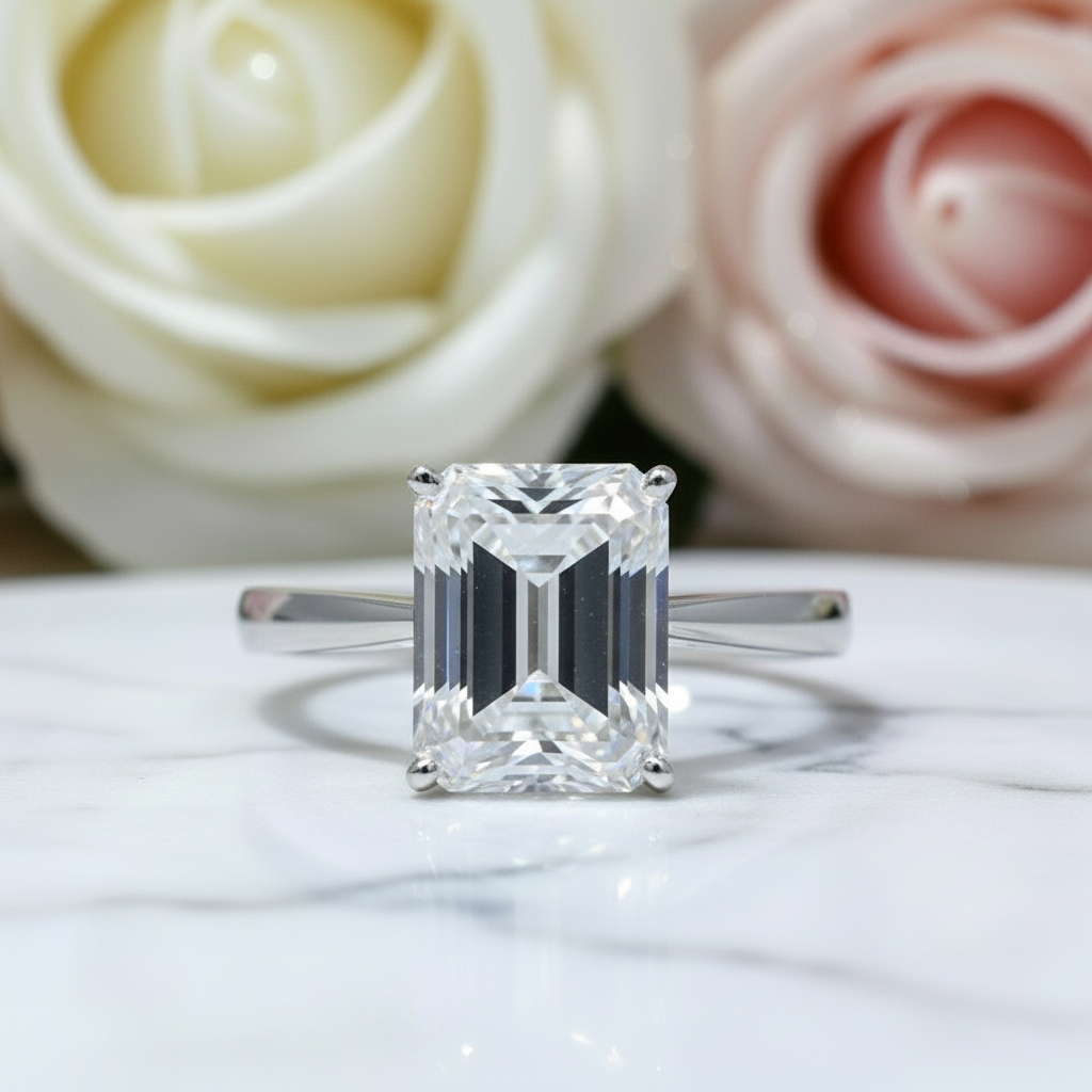 2 Carat Emerald Cut D Color Diamond Engagement Ring-Black Diamonds New York