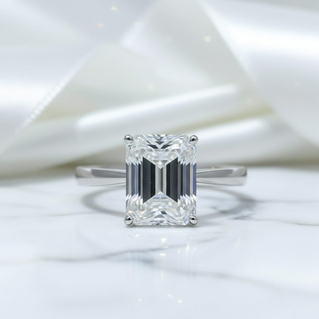 2 Carat Emerald Cut D Color Diamond Engagement Ring-Black Diamonds New York