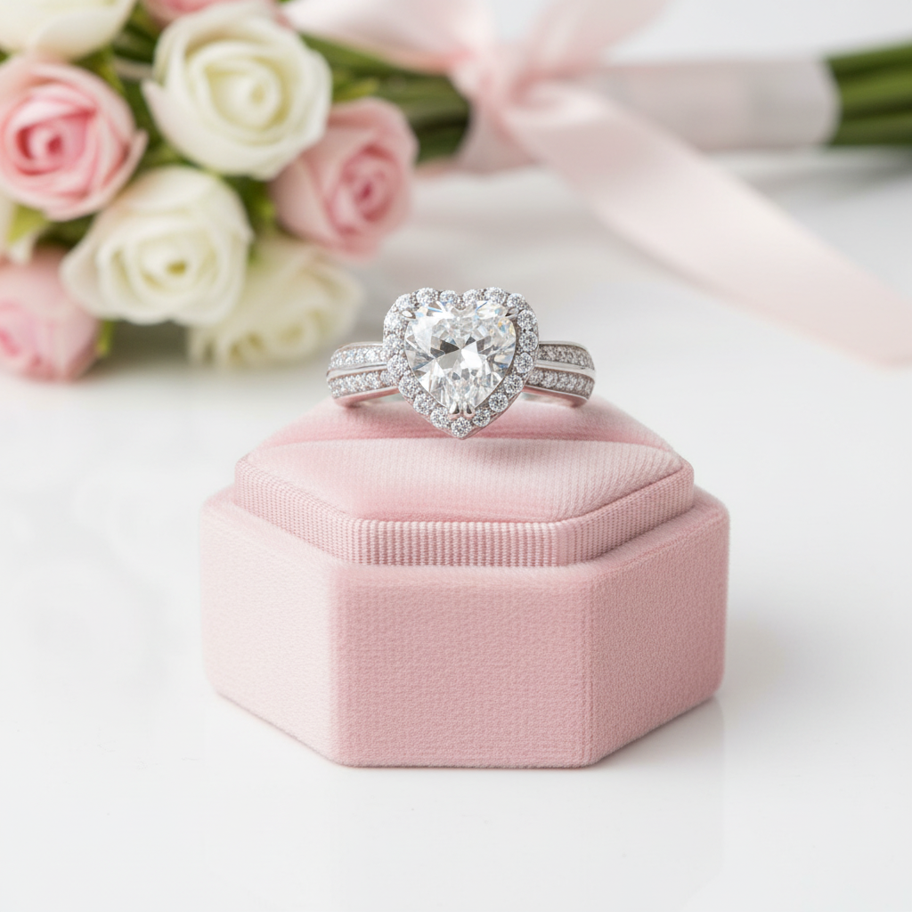 2.0 Ct Heart Cut Diamond Option with Halo Wedding Anniversary Ring-Black Diamonds New York