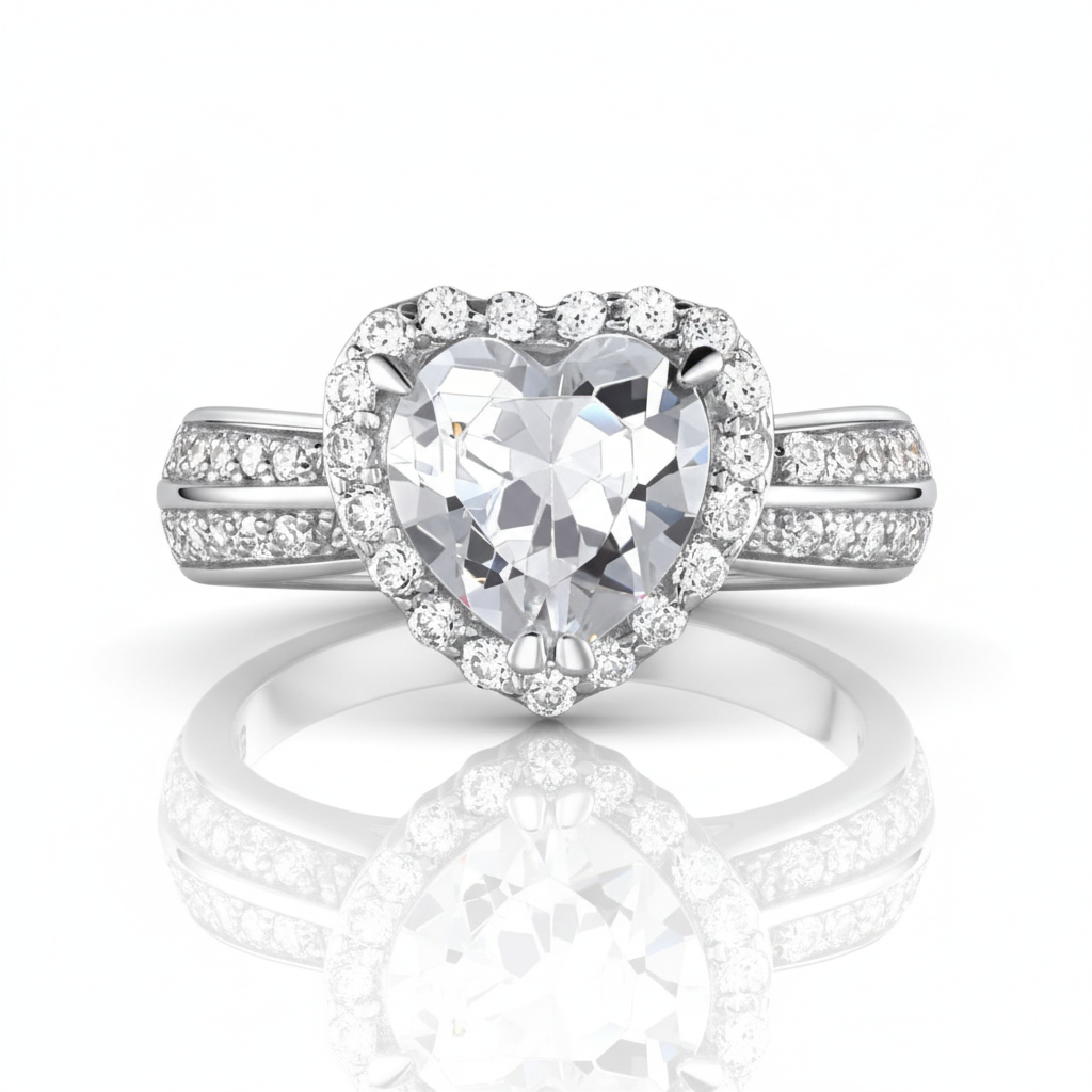 2.0 Ct Heart Cut Diamond Option with Halo Wedding Anniversary Ring-Black Diamonds New York