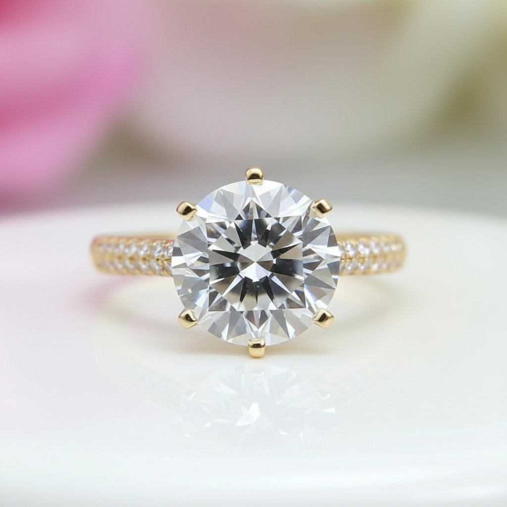 2 Carat Round Cut D Color Diamond Engagement Ring-Black Diamonds New York