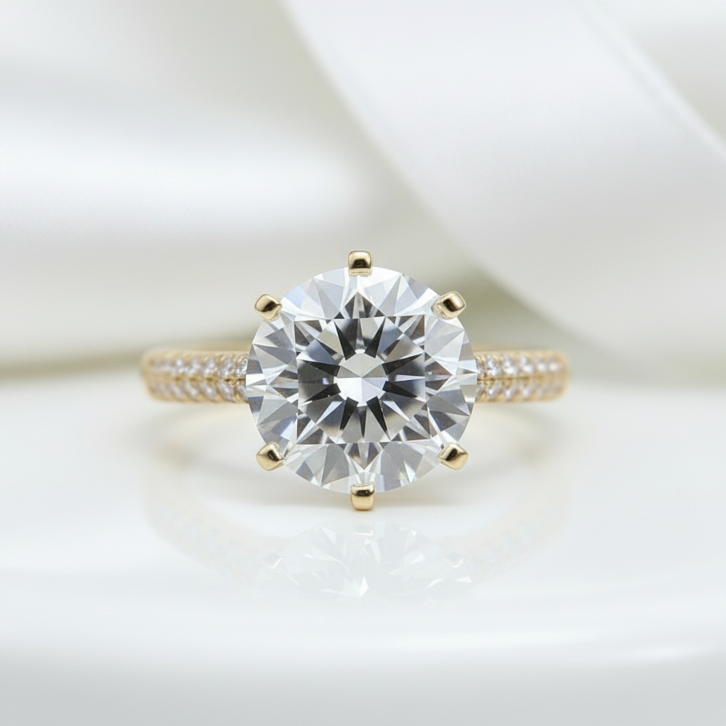 2 Carat Round Cut D Color Diamond Engagement Ring-Black Diamonds New York