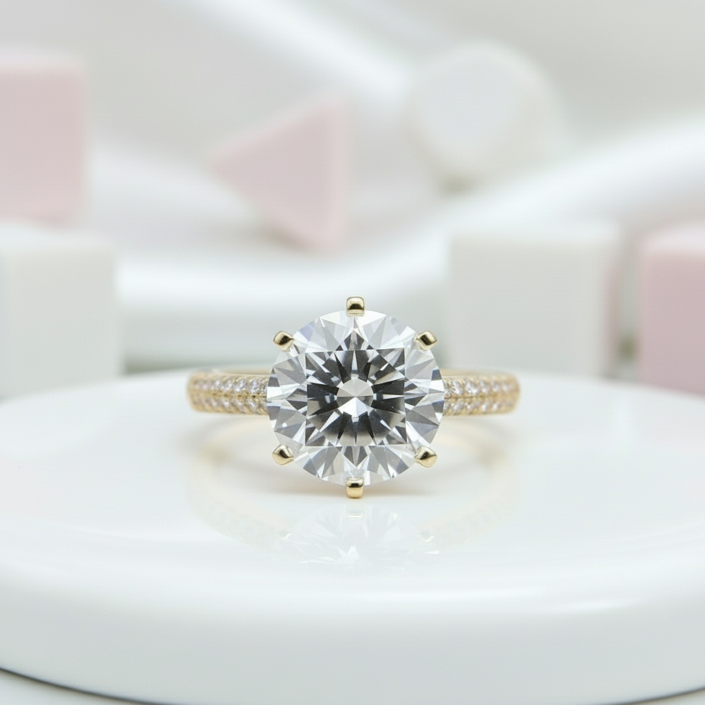 2 Carat Round Cut D Color Diamond Engagement Ring-Black Diamonds New York