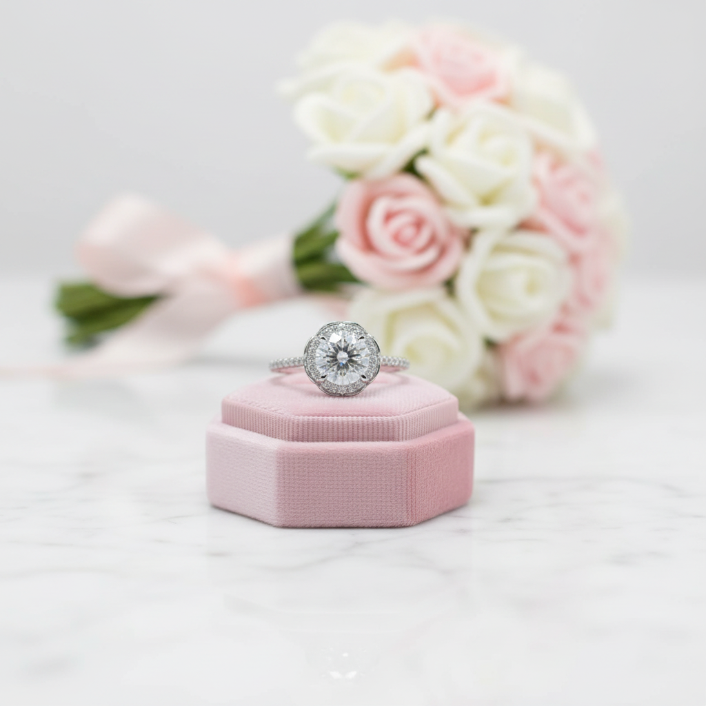 2 Carat Round Cut D Color Diamond Option Romantic Blossom Engagement Ring-Black Diamonds New York