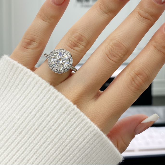 2 Carat Round Cut D Color Diamond Romantic Blossom Engagement Ring-Black Diamonds New York