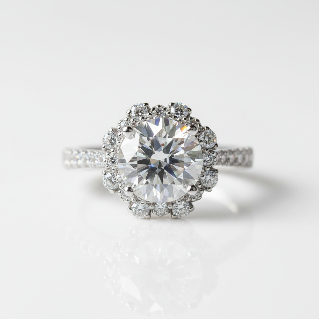 2 Carat Round Cut D Color Diamond Option Starry Sky Engagement Ring-Black Diamonds New York