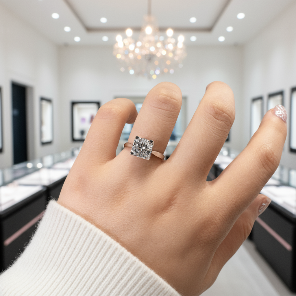 2.0 Ct Round Cut Diamond Option Cow Head Engagement Ring-Black Diamonds New York