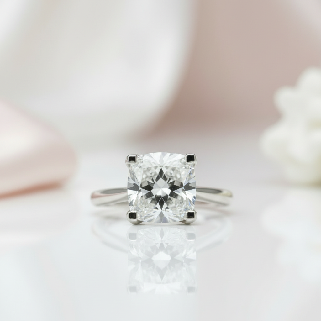 2.0 Ct Round Cut Diamond Option Cow Head Engagement Ring-Black Diamonds New York