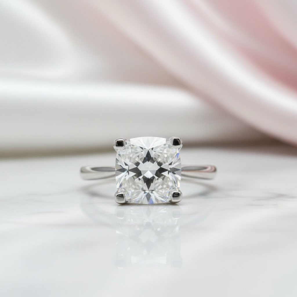 2.0 Ct Round Cut Diamond Option Cow Head Engagement Ring-Black Diamonds New York