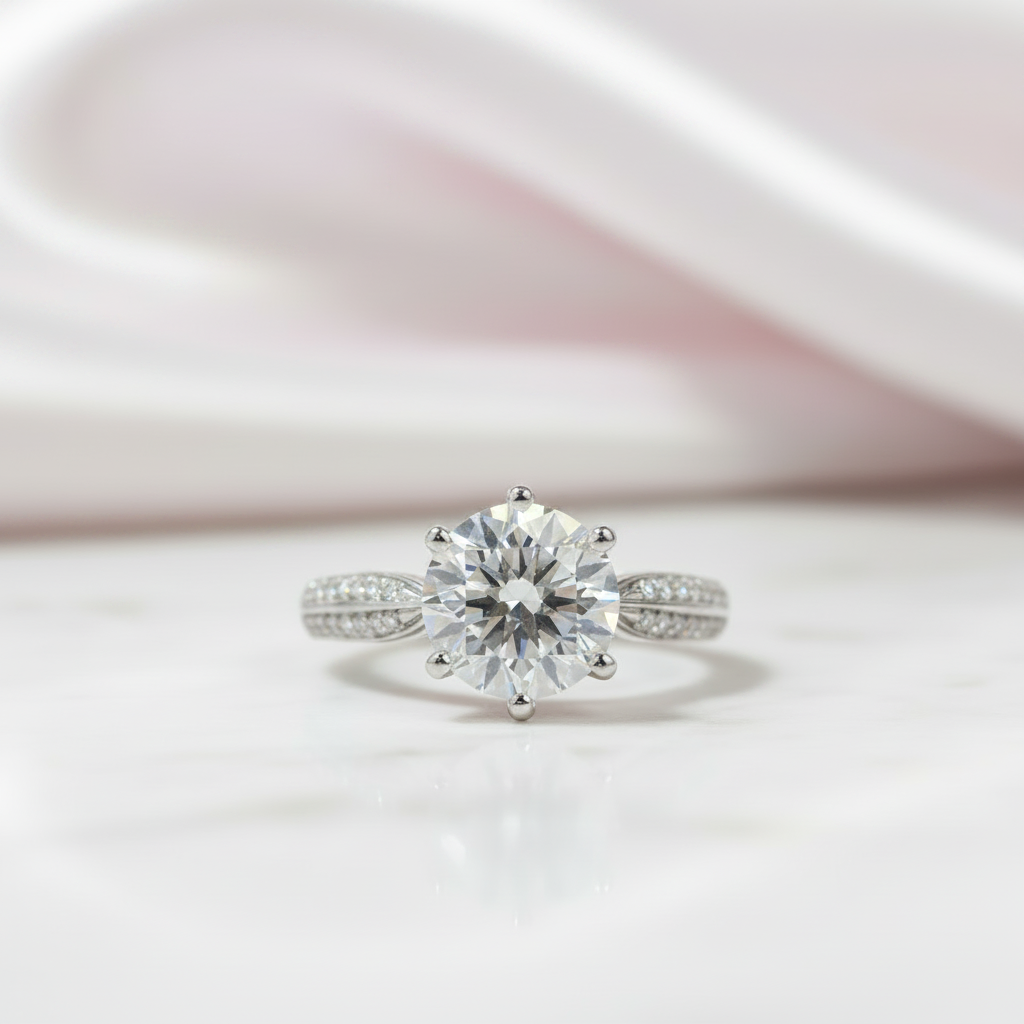 2 Carat Round Cut Diamond Option Star Queen Engagement Ring-Black Diamonds New York