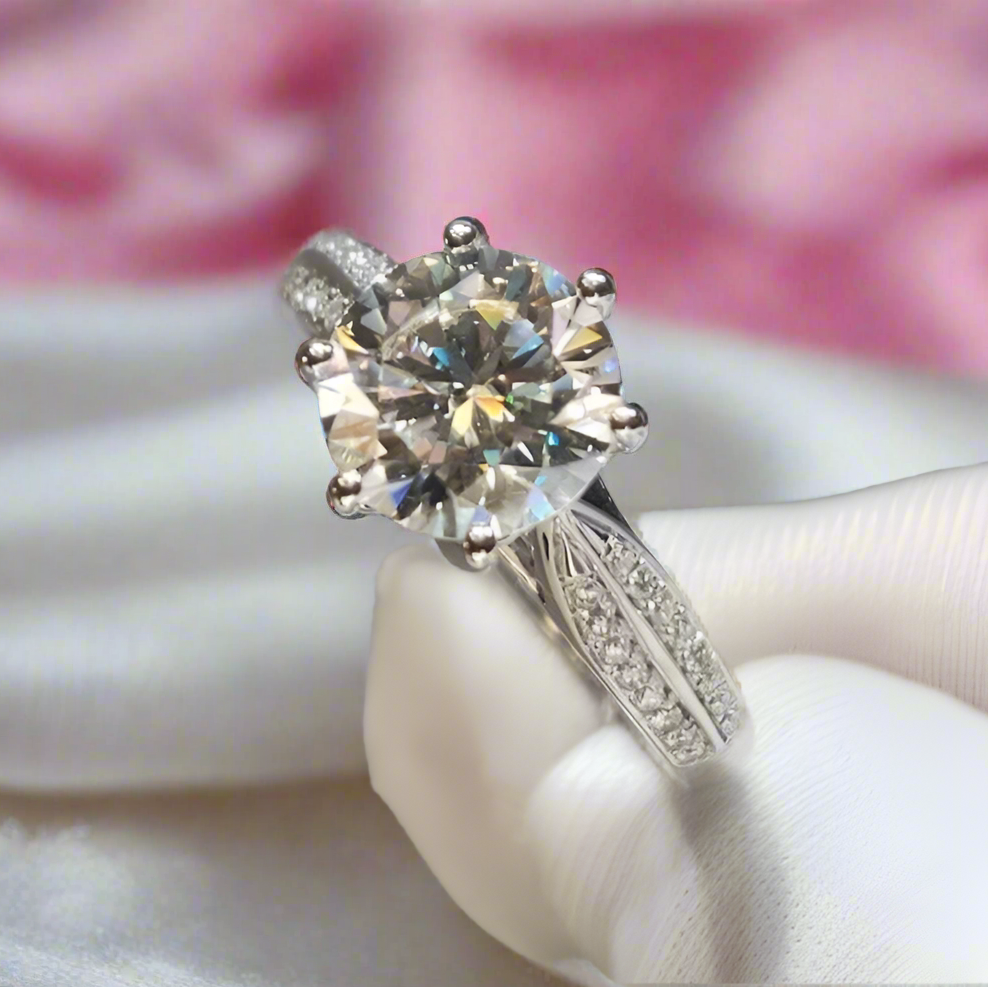 2 Carat Round Cut Diamond Star Queen Engagement Ring-Black Diamonds New York