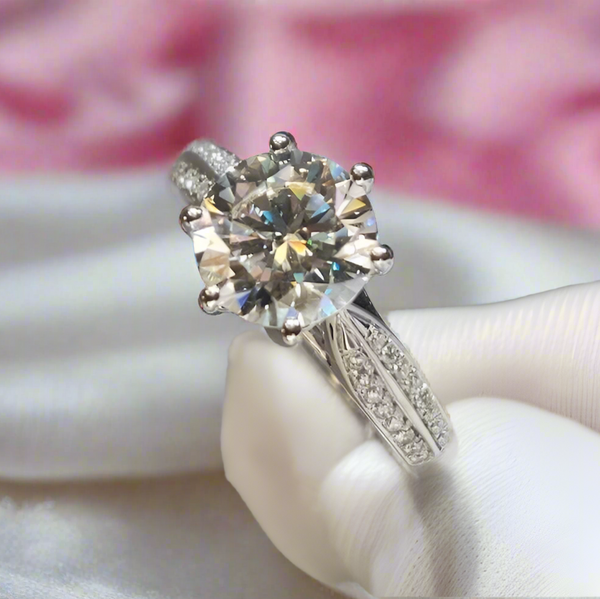 Carat Round Cut Diamond Star Queen Engagement Ring – Black