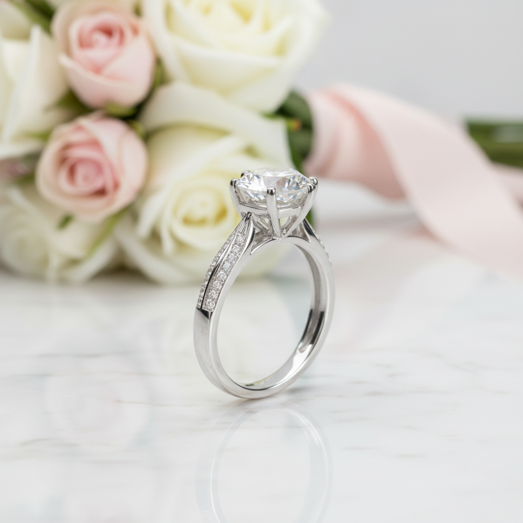 2 Carat Round Cut Diamond Option Star Queen Engagement Ring-Black Diamonds New York