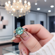 2 Carat Round Green Diamond Engagement Ring-Black Diamonds New York