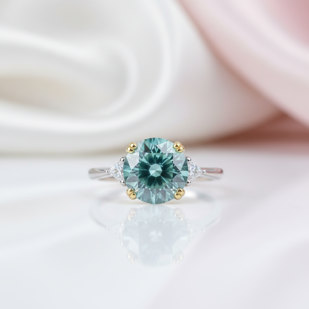 2 Carat Round Green Diamond Option Engagement Ring-Black Diamonds New York