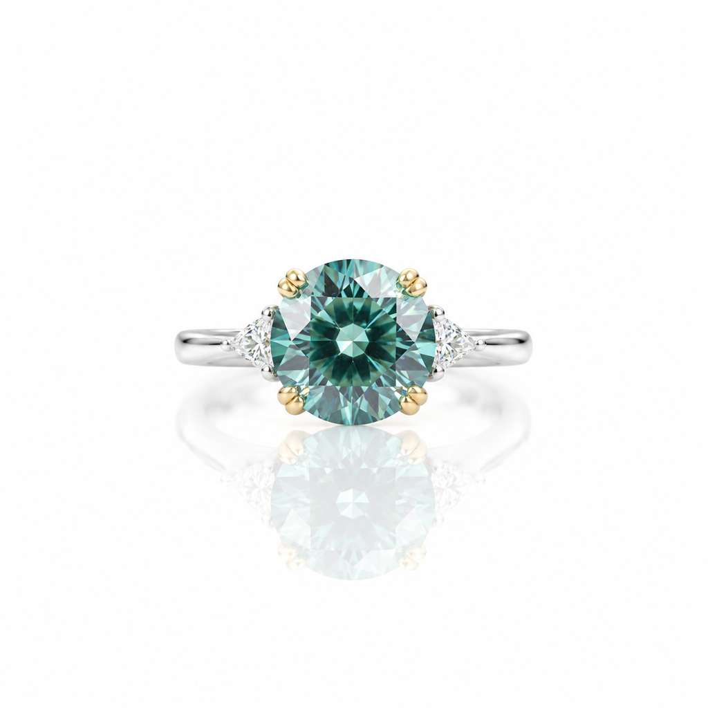 2 Carat Round Green Diamond Option Engagement Ring-Black Diamonds New York