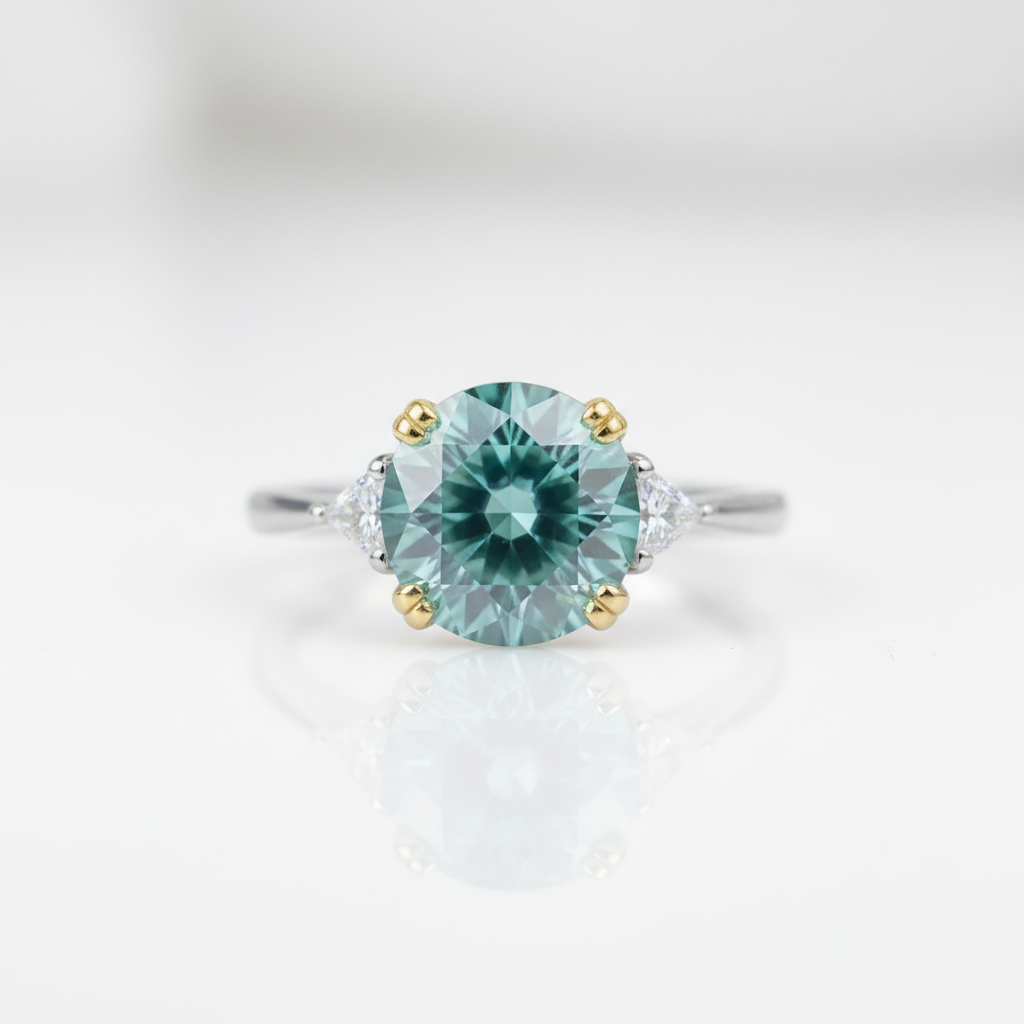 2 Carat Round Green Diamond Option Engagement Ring-Black Diamonds New York