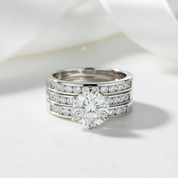 2.0 Ct Round Diamond 3Pcs Engagement Ring Set-Black Diamonds New York