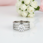 2.0 Ct Round Diamond 3Pcs Engagement Ring Set-Black Diamonds New York