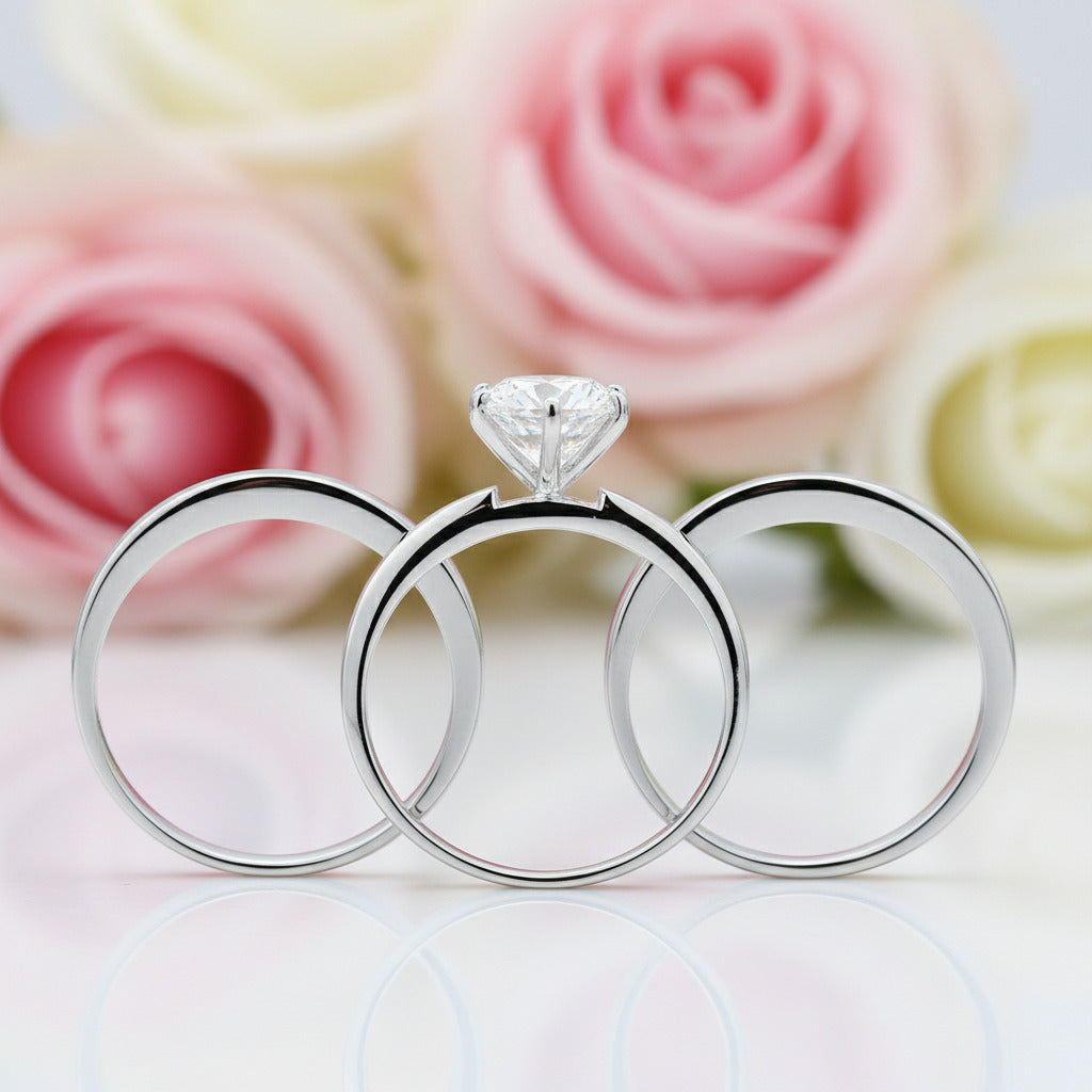 2.0 Ct Round Diamond 3Pcs Engagement Ring Set-Black Diamonds New York