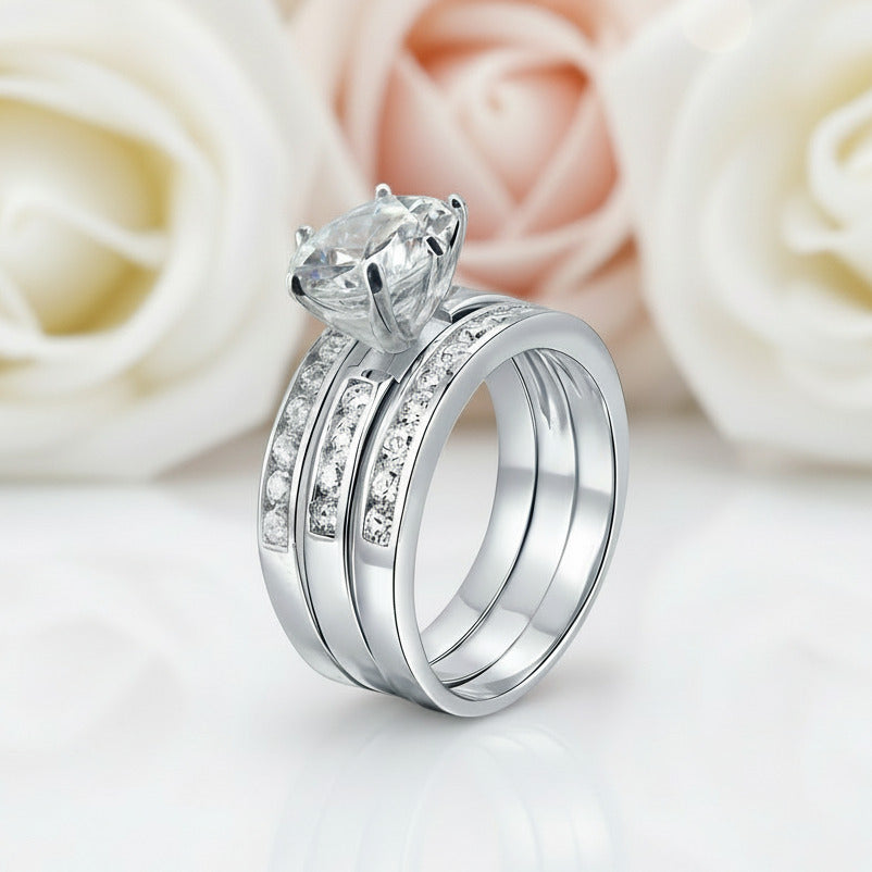 2.0 Ct Round Diamond 3Pcs Engagement Ring Set-Black Diamonds New York