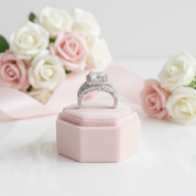 2 Pcs Princess Cut Diamond Option Halo Split Shank Engagement Ring Set-Black Diamonds New York