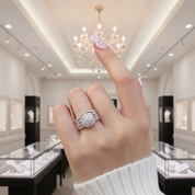2 pcs Rose Gold Round Cut Diamond Option Halo Engagement Ring-Black Diamonds New York