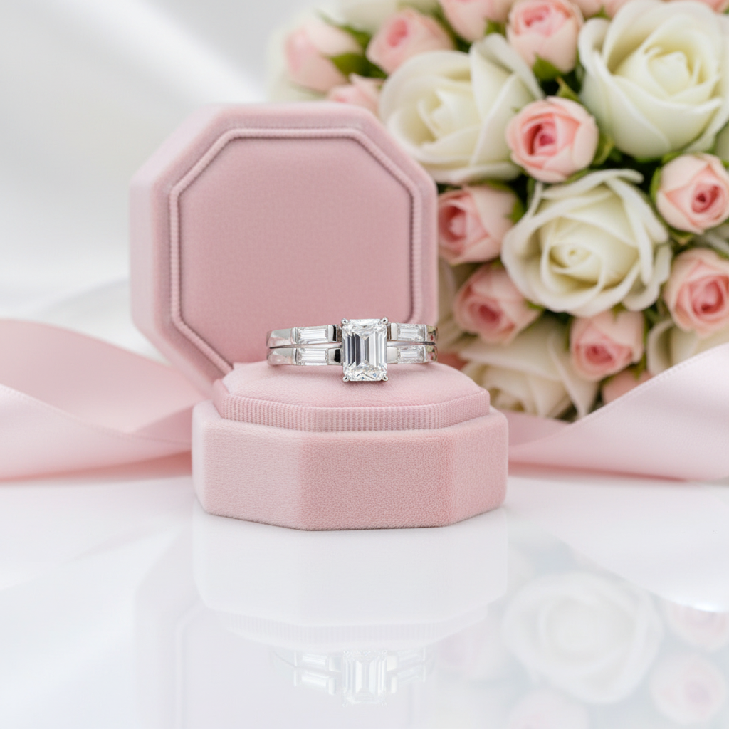 2-Pcs Wedding Band Engagement Ring Set-Black Diamonds New York