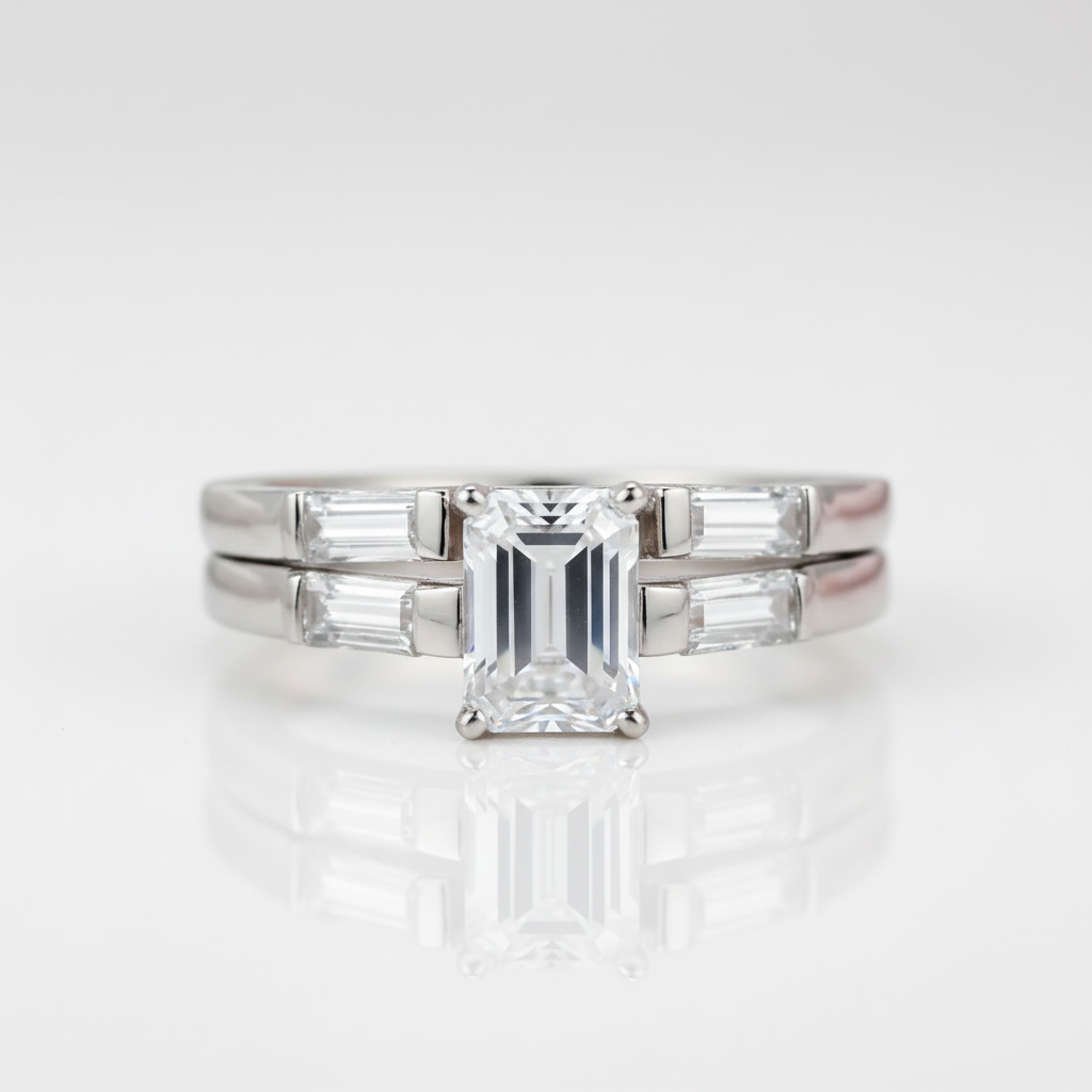 2-Pcs Wedding Band Engagement Ring Set-Black Diamonds New York