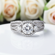 2 Pieces Round Cut Diamond Engagement Ring-Black Diamonds New York