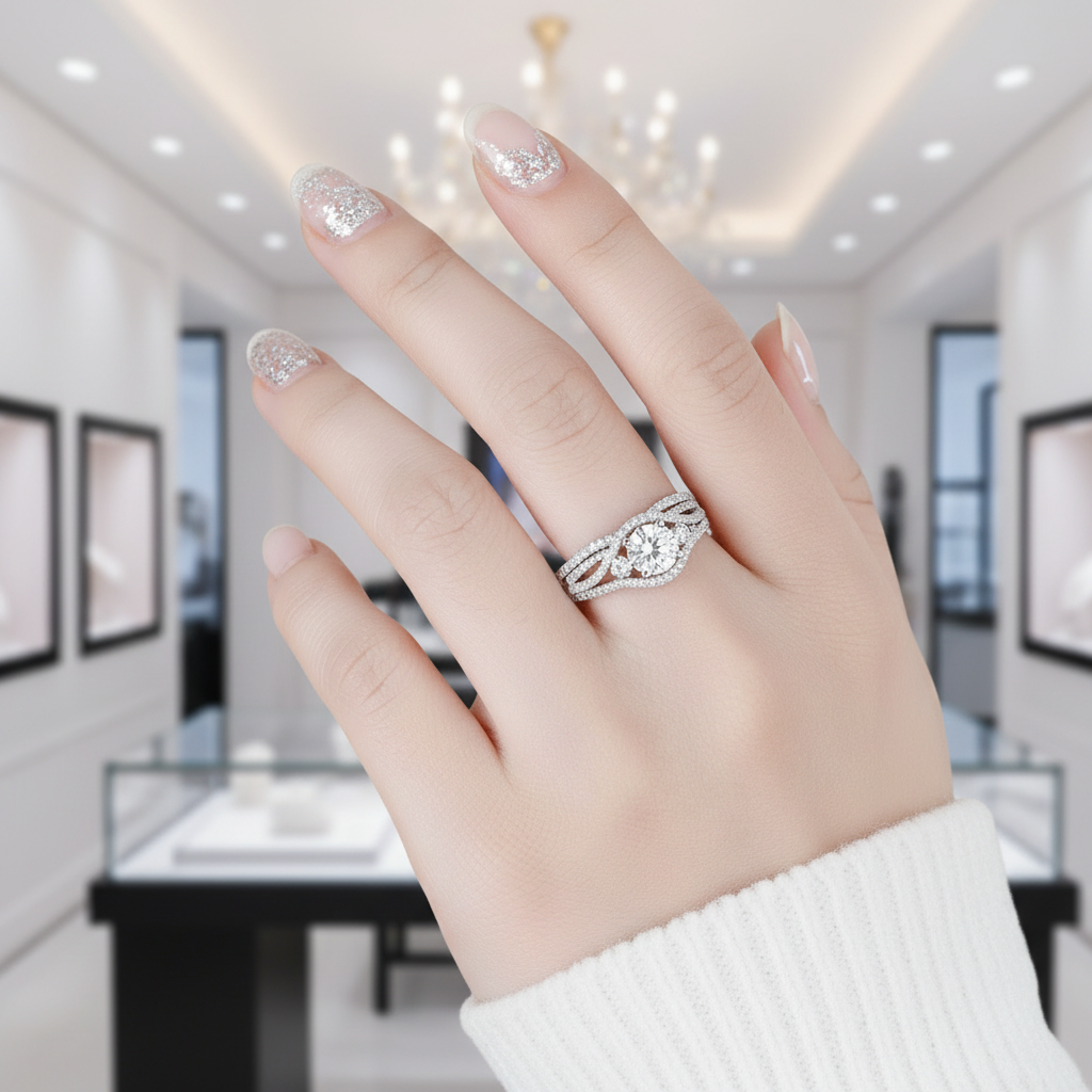 2 Pieces Round Cut Diamond Option Engagement Ring-Black Diamonds New York