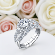 2 Pieces Round Cut Diamond Engagement Ring-Black Diamonds New York