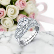 2 Pieces Round Cut Diamond Option Engagement Ring-Black Diamonds New York