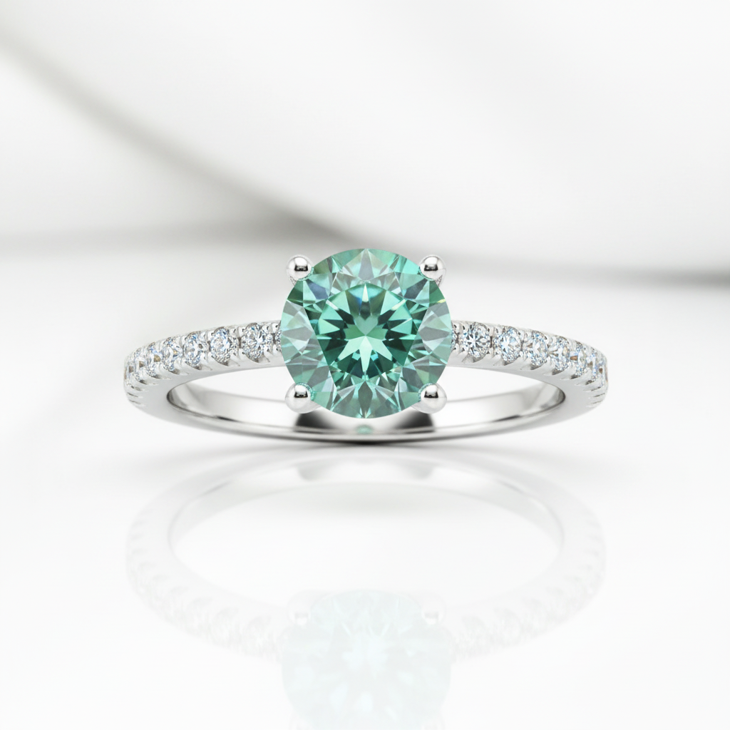 2.0Ct D Color Round Diamond Option Petite Engagement Ring-Black Diamonds New York