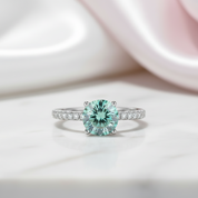 2.0Ct D Color Round Diamond Option Petite Engagement Ring-Black Diamonds New York