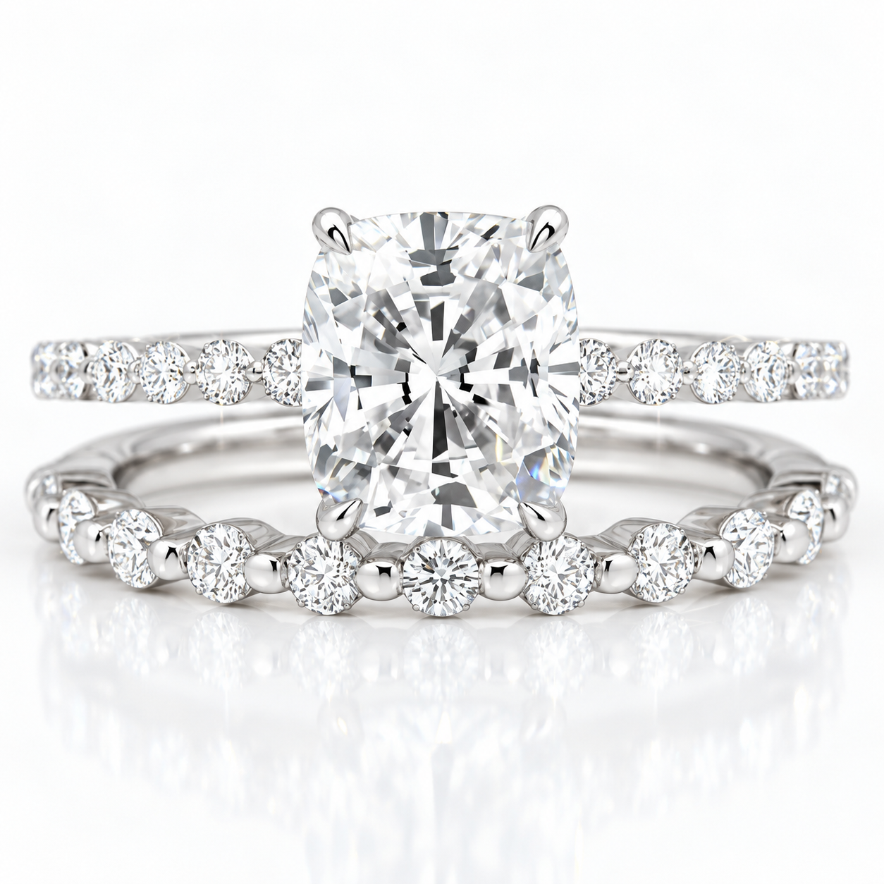 2.0 Carat Cushion Cut Diamond Option Ring Set-Black Diamonds New York