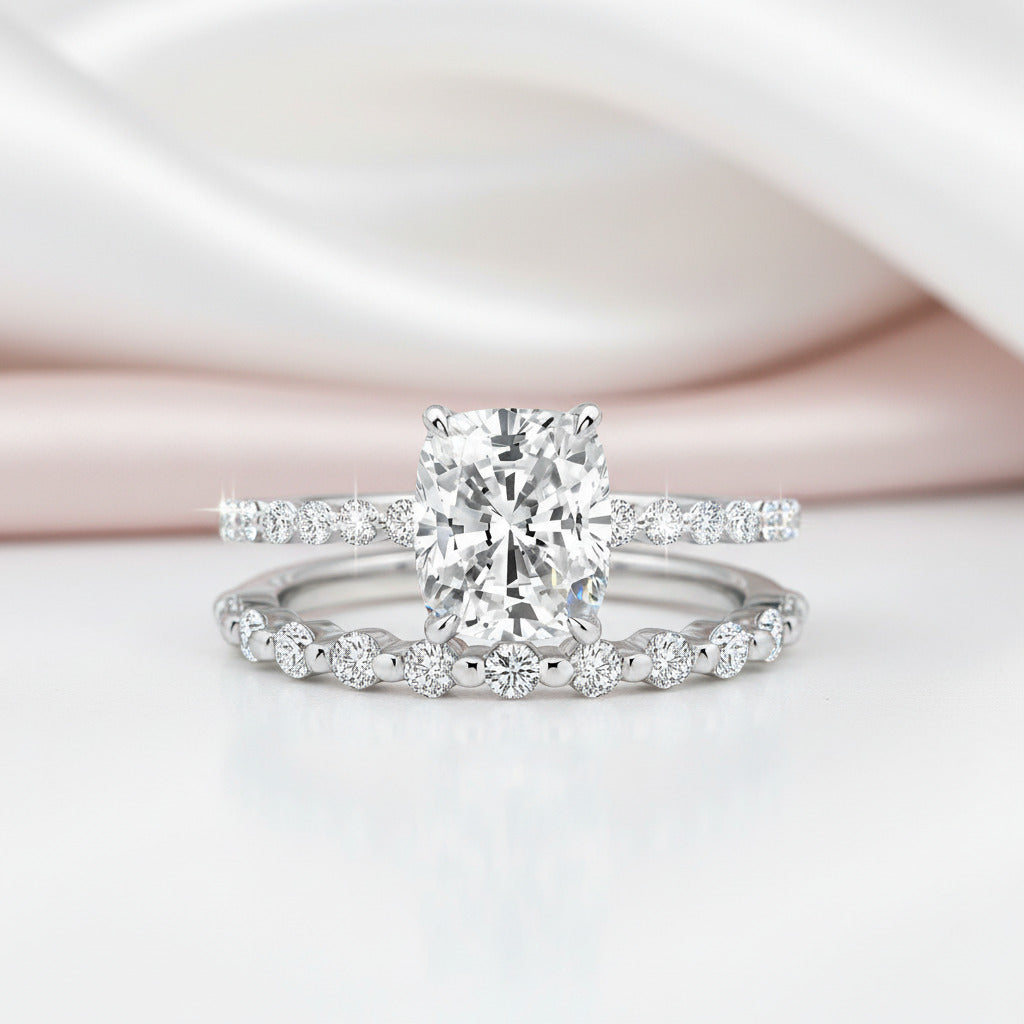 2.0 Carat Cushion Cut Diamond Option Ring Set-Black Diamonds New York