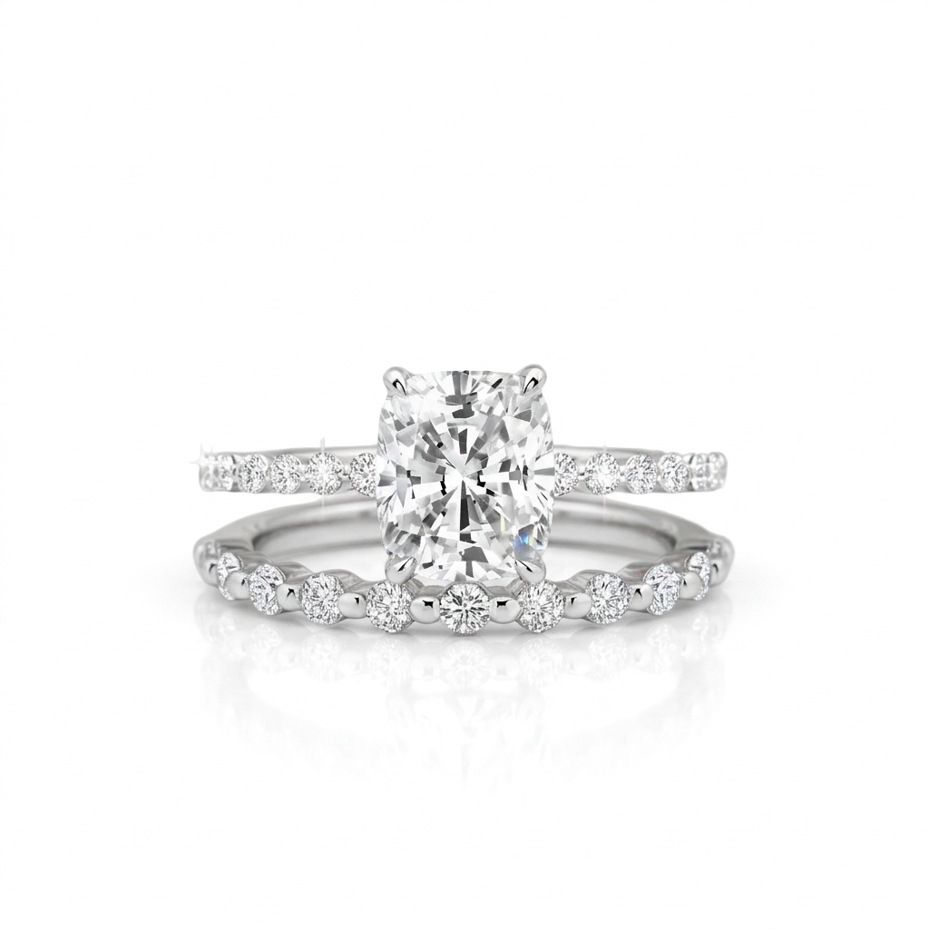 2.0 Carat Cushion Cut Diamond Option Ring Set-Black Diamonds New York