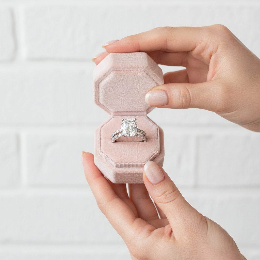 2.0 Carat Cushion Cut Diamond Ring Set-Black Diamonds New York